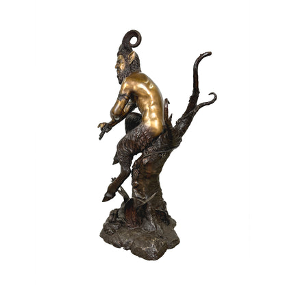 Mythological Pan with Panpipes Bronze Statue