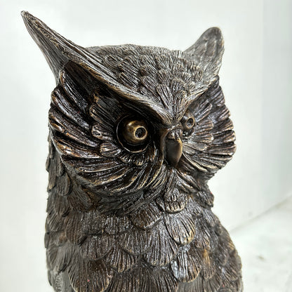 Owl on Tree Branch Bronze Statue