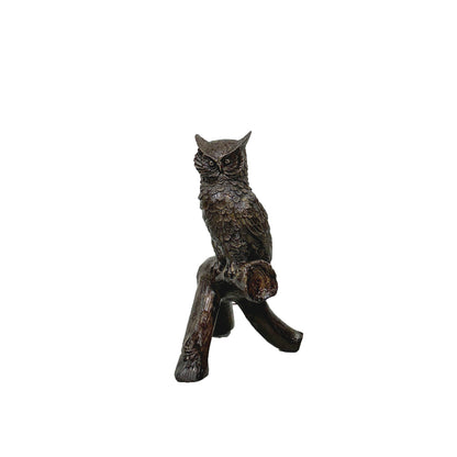 Owl on Tree Branch Bronze Statue