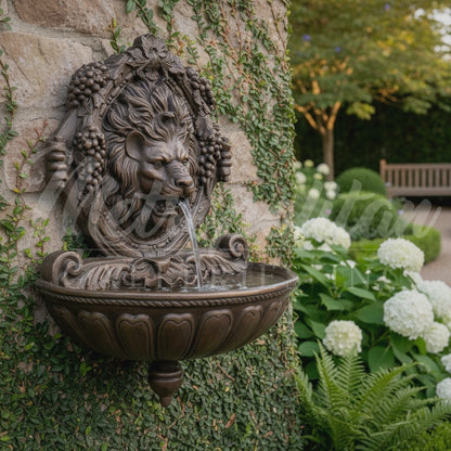Bronze Recirculating Lion Head Wall Fountain