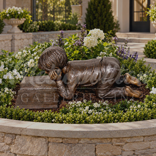 Boy Reading Book Bronze Statue