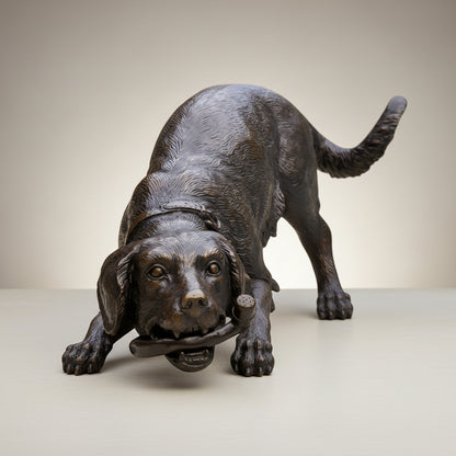 Dog with Garden Hose Bronze Fountain Statue