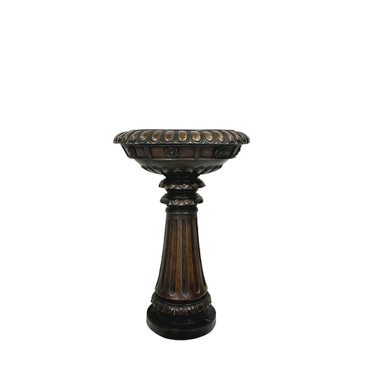 Bronze Birdbath Bowl on Pedestal