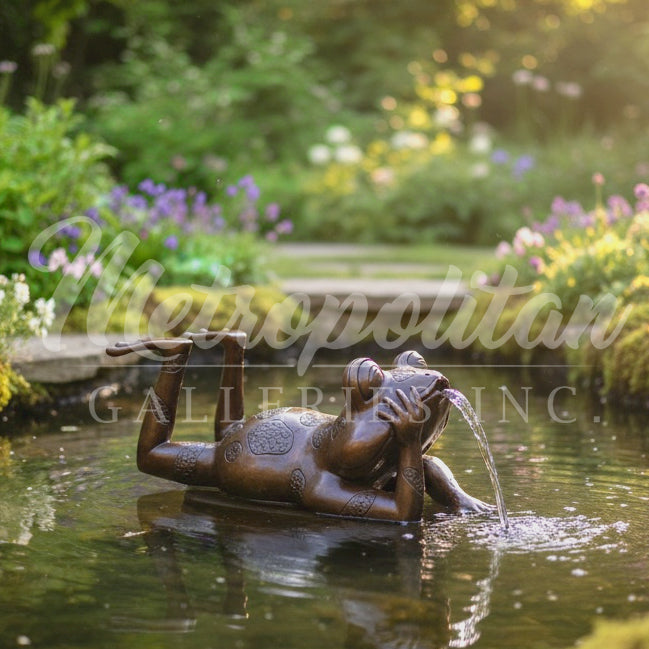 Thinking Frog Bronze Fountain Statue