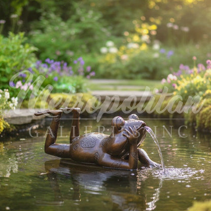 Thinking Frog Bronze Fountain Statue