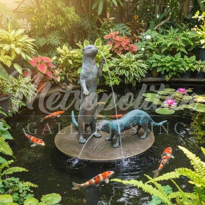 Standing Otter Bronze Fountain Statue