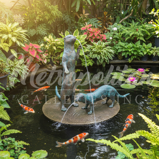 Standing Otter Bronze Fountain Statue