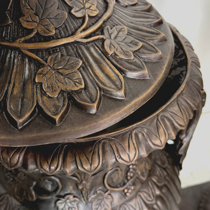Classical Bronze Planter Urn with Lid Pair