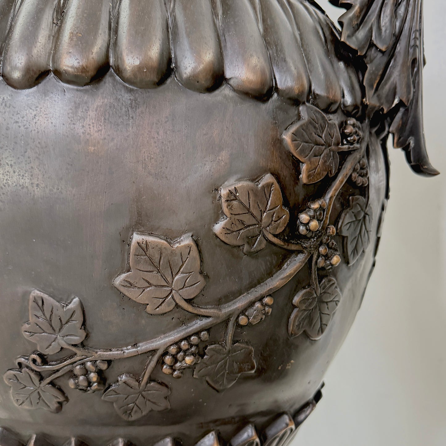 Classical Bronze Planter Urn with Lid Pair