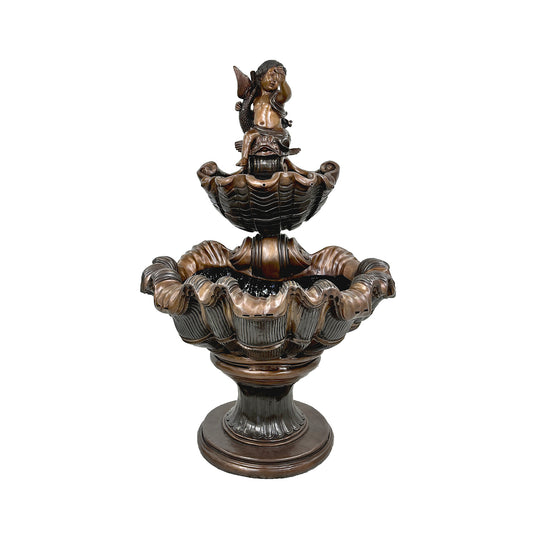 Bronze Putto on Fish Shell Fountain