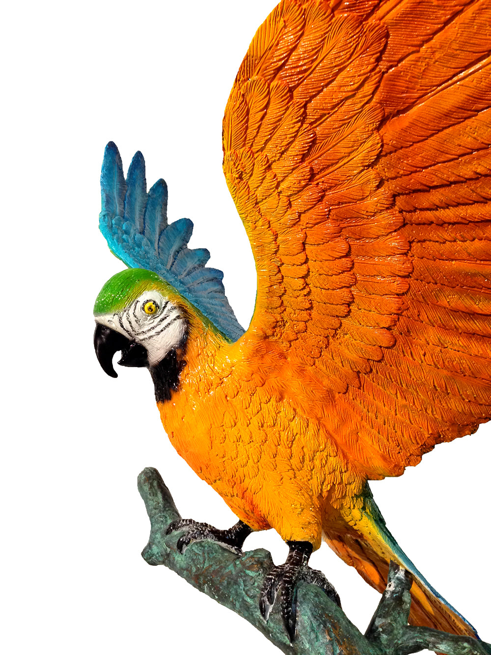 Colorful Parrots in Tree Bronze Statue