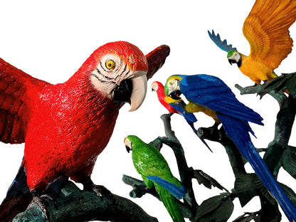 Colorful Parrots in Tree Bronze Statue