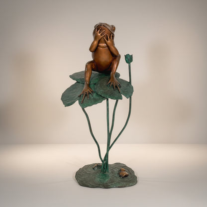 Frog on Lotus Leaf Bronze Fountain Statue