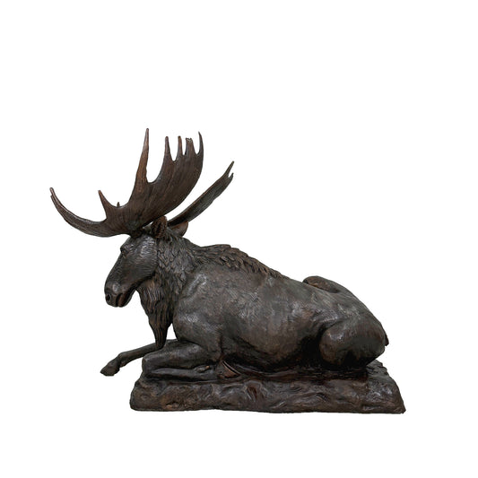 Reclining Moose Bronze Statue