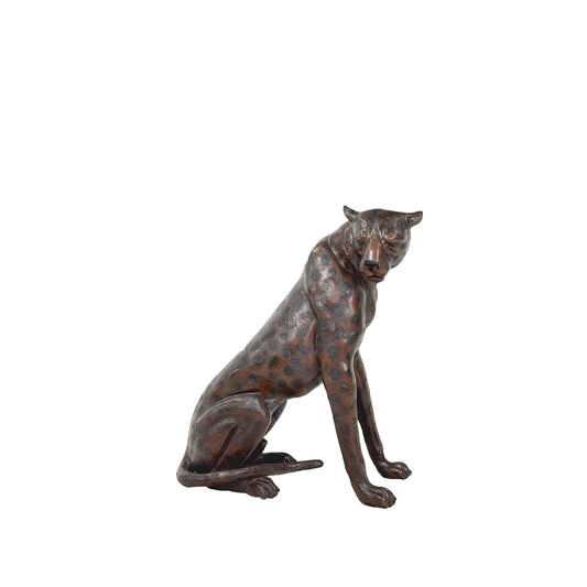 Sitting Leopard Bronze Statue