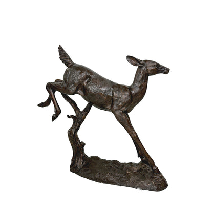 Jumping Fawn Bronze Statue