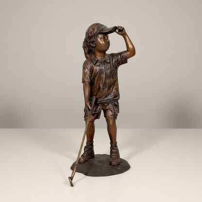 Little Girl Golfer Bronze Statue