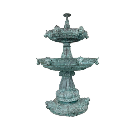 Lion Head Two Tier Bronze Fountain