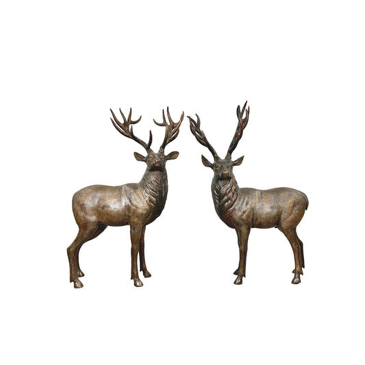 Medium Elk Bronze Statue Set