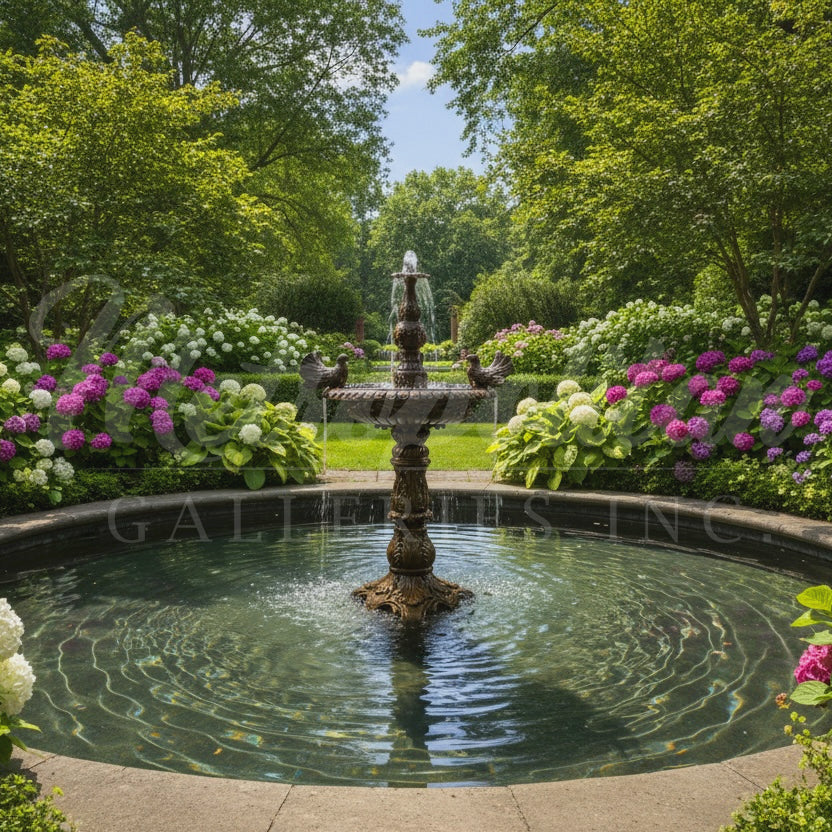 Bronze Fountain with Birds
