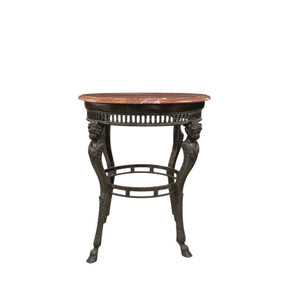 Bronze Boy Face Rams Foot Round Console Table