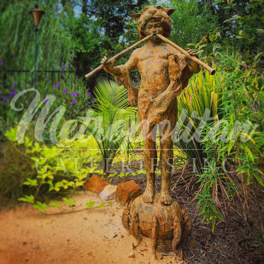 Boy with Panpipes on Fish Base Bronze Fountain