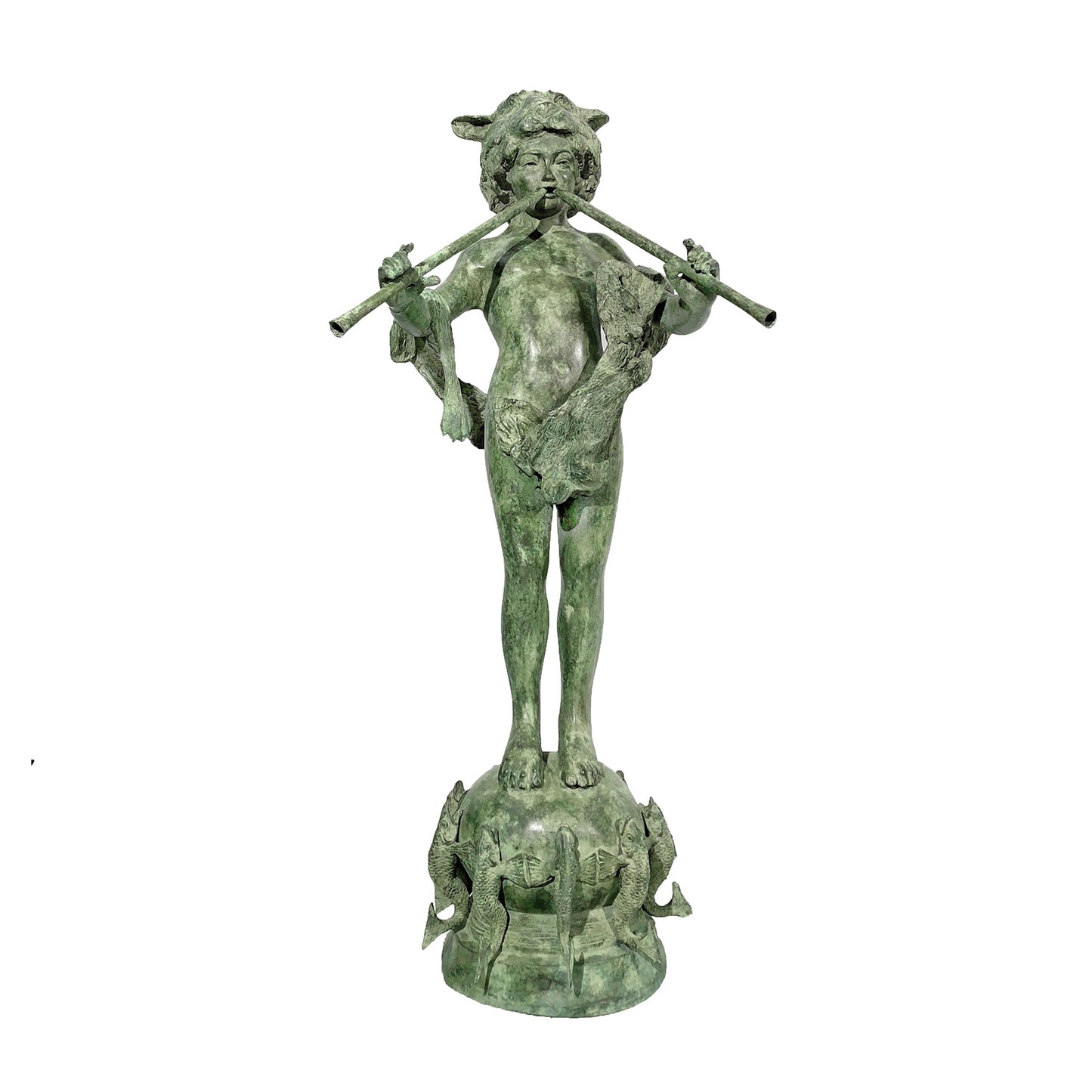 Boy with Panpipes on Fish Base Bronze Fountain