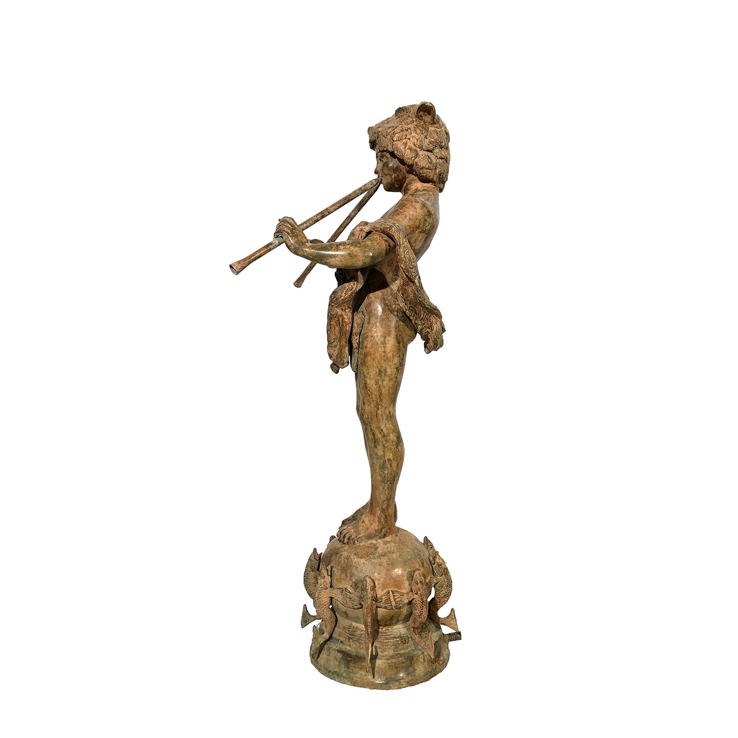 Boy with Panpipes on Fish Base Bronze Fountain