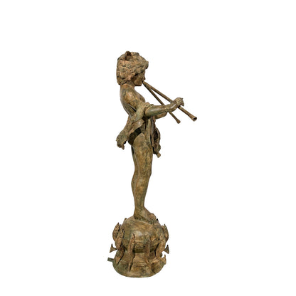 Boy with Panpipes on Fish Base Bronze Fountain