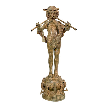 Boy with Panpipes on Fish Base Bronze Fountain
