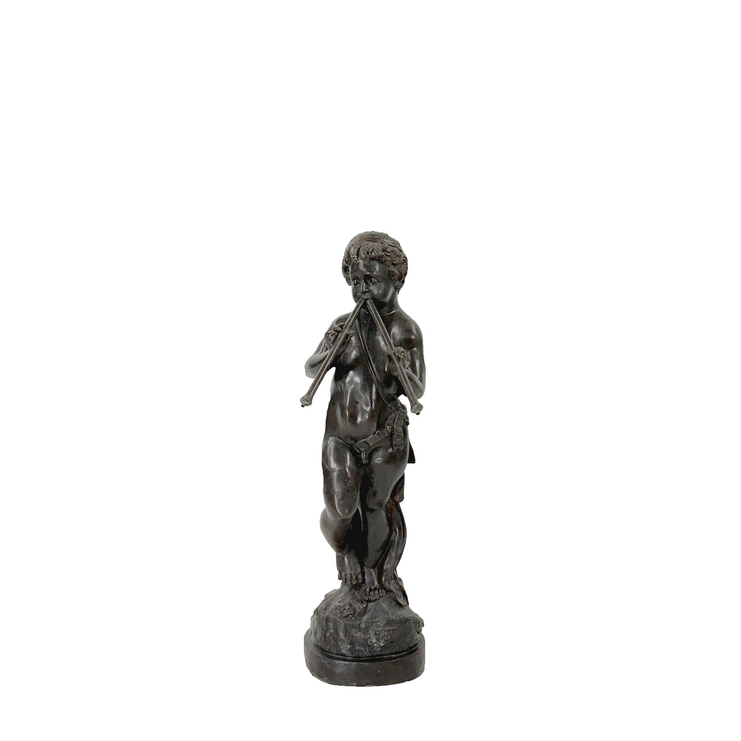 Putto with Panpipes Bronze Fountain Statue