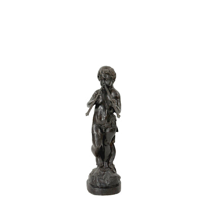 Putto with Panpipes Bronze Fountain Statue