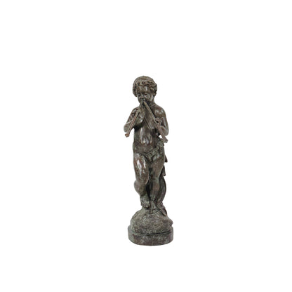 Putto with Panpipes Bronze Fountain Statue