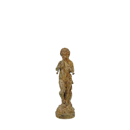 Putto with Panpipes Bronze Fountain Statue