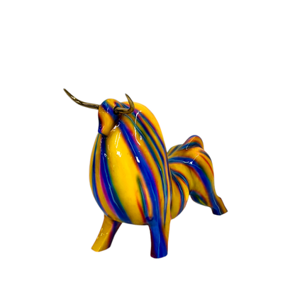 ColorSplash Big Standing Bull Bronze Statue