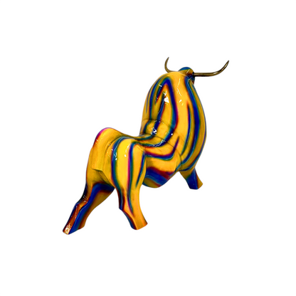 ColorSplash Big Standing Bull Bronze Statue