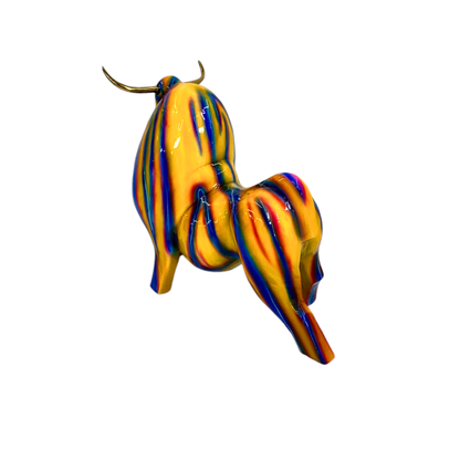 ColorSplash Big Standing Bull Bronze Statue