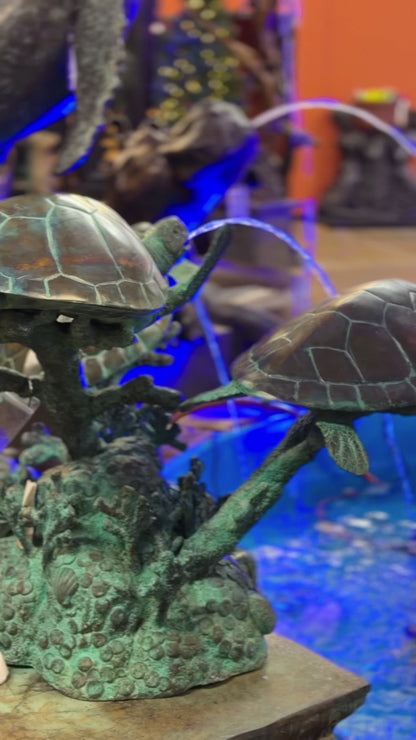 Three Sea Turtles Fountain Bronze Statue