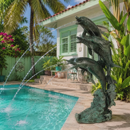 Five Jumping Dolphins Fountain Bronze Statue