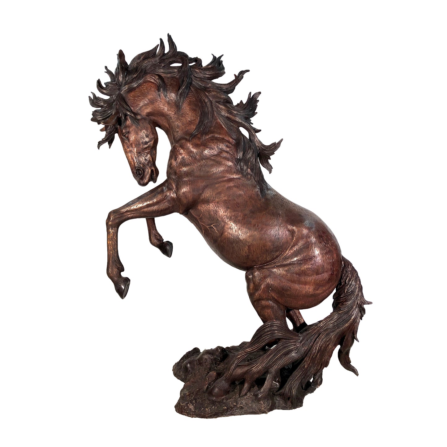 Rearing Horse Facing Left Bronze Statue