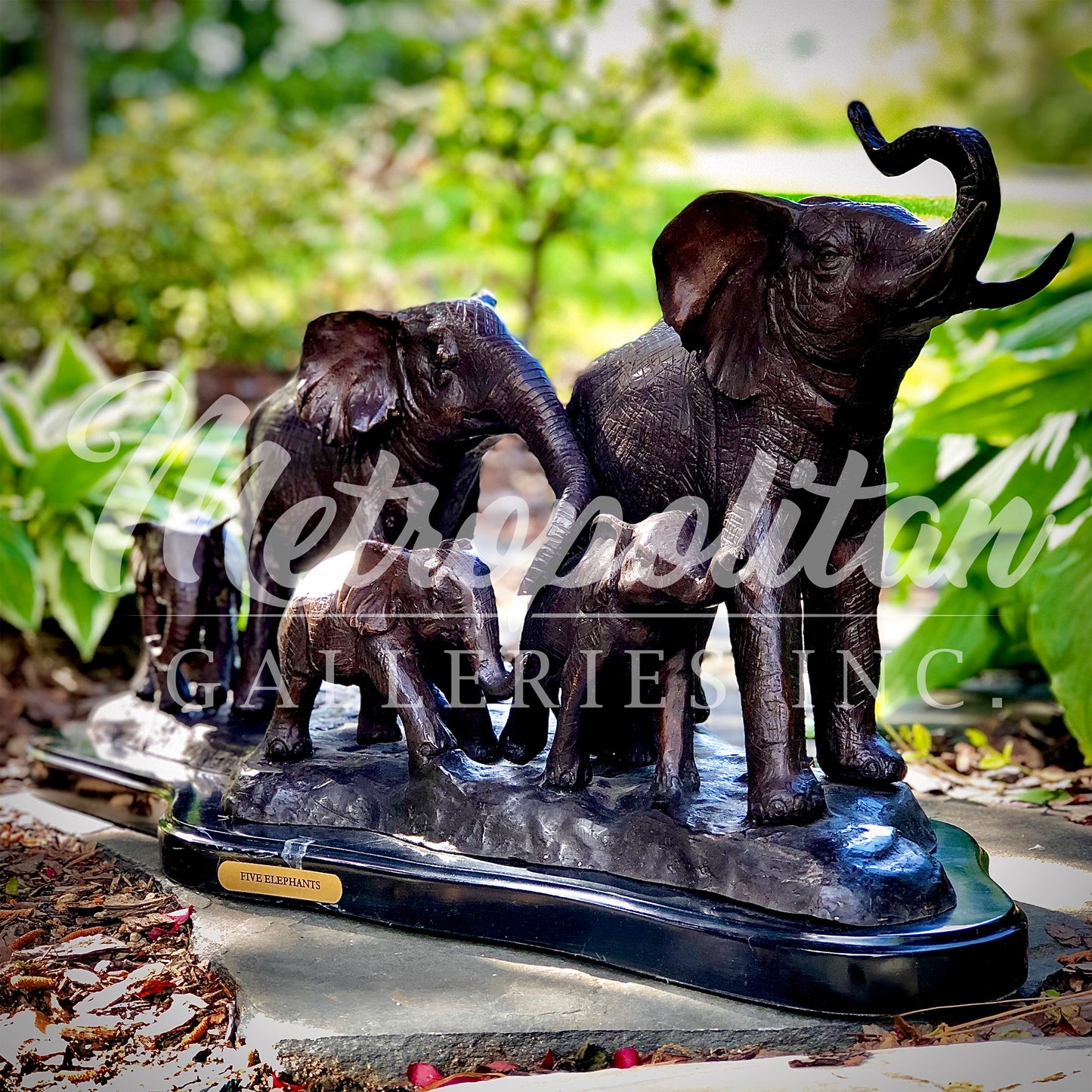 Elephant Family Bronze Statue