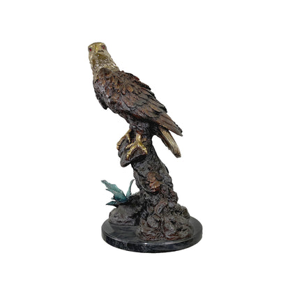 Perched Eagle on Branch Table-top Bronze Statue