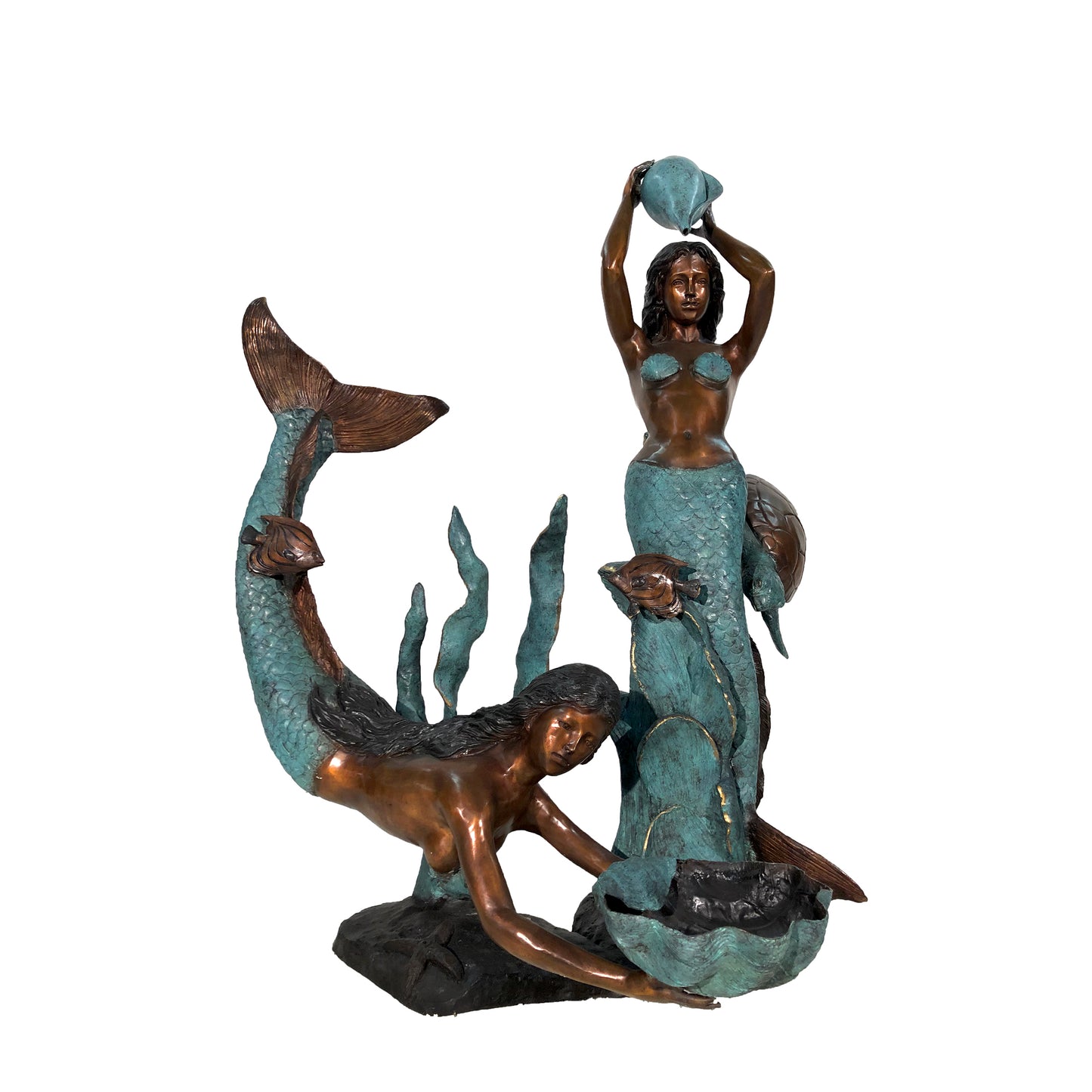 Two Mermaids in Sea Fountain Bronze Statue