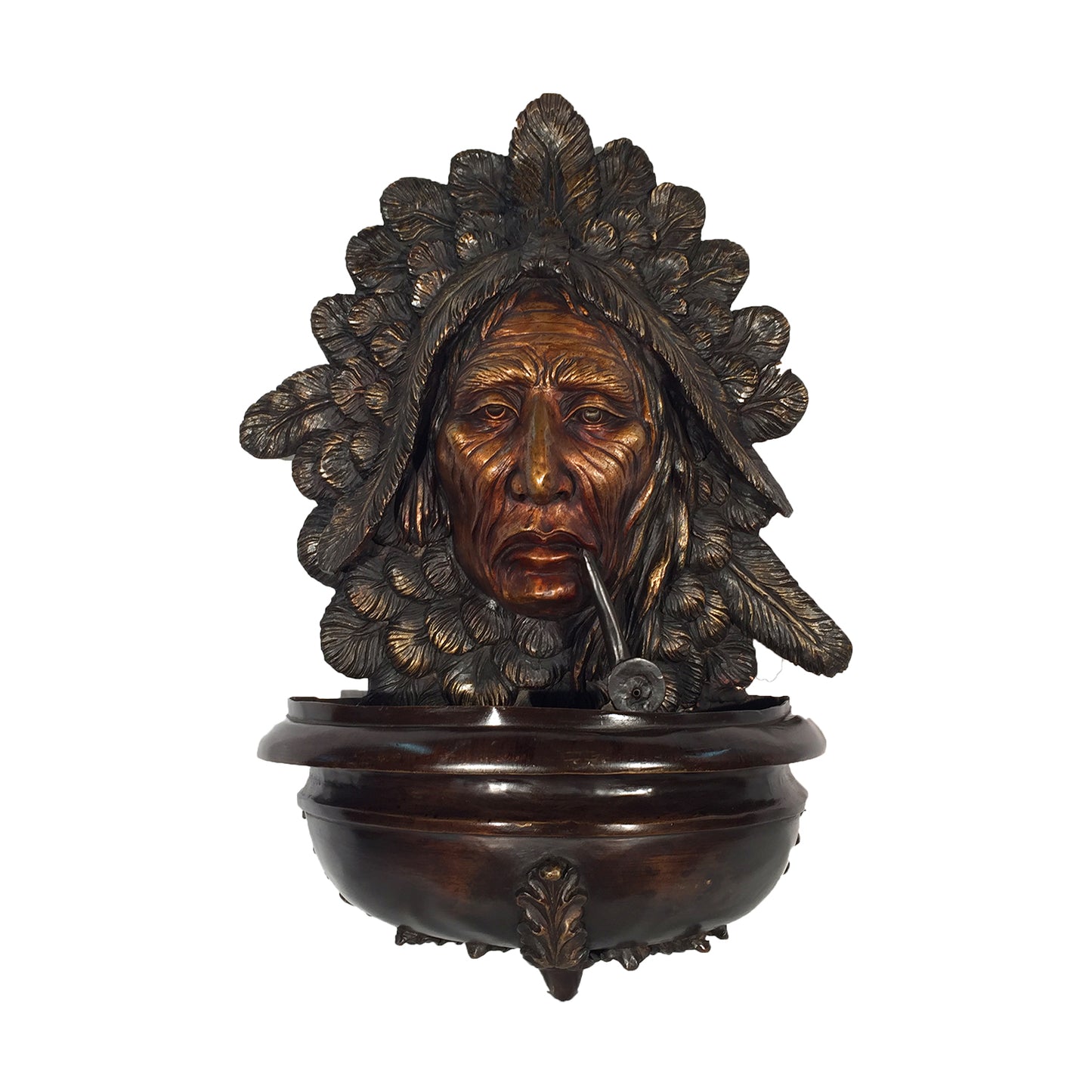 Indian Head Bronze Wall Fountain