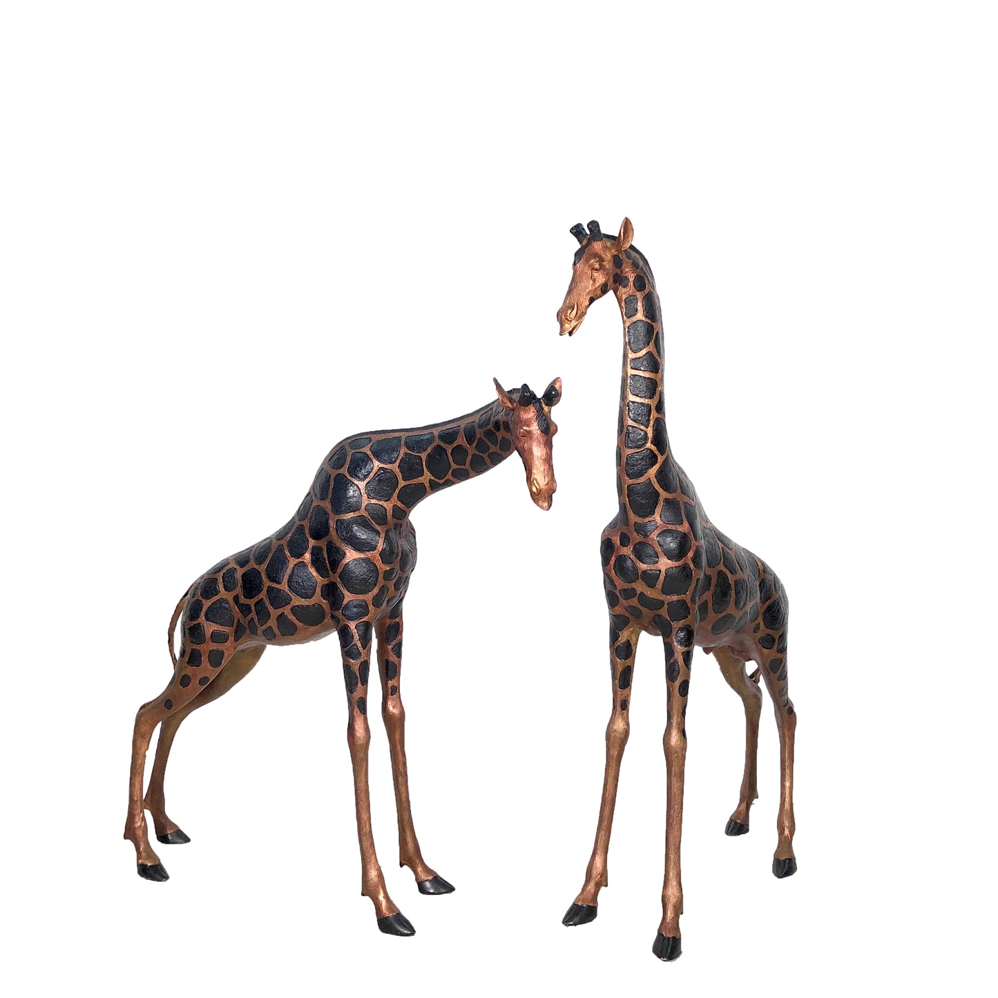 Medium Giraffe Duo Bronze Statue Set