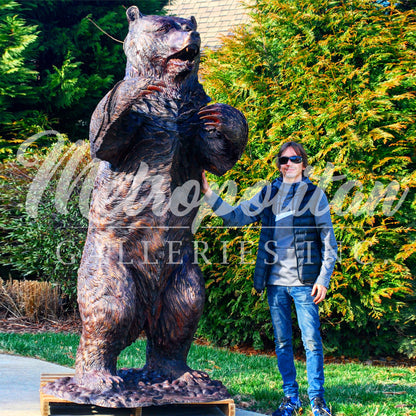 Giant Standing Grizzly Bear Bronze Statue