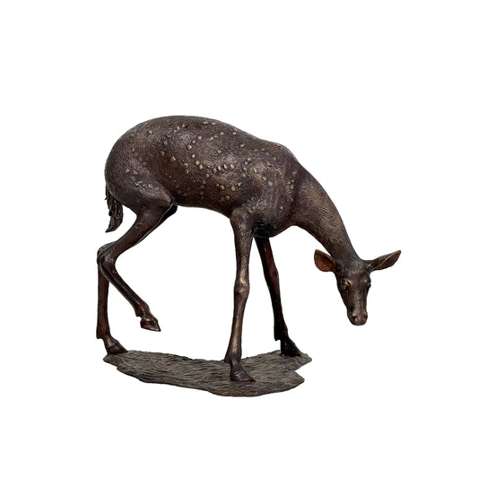 Fawn Grazing Bronze Sculpture