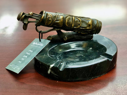 Marble Trinket Tray with Bronze Golf Clubs