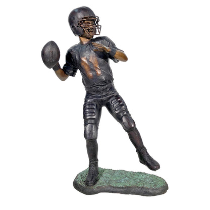 Boy Football Player Bronze Statue