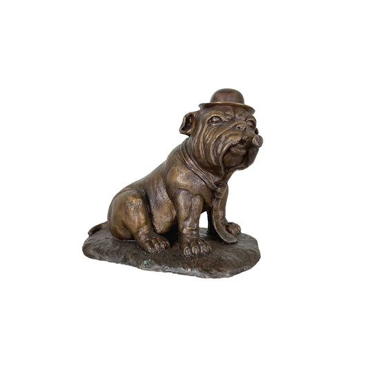 Smoking Bulldog Figurine Table-top Bronze Statue